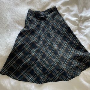 Forever 21 Plaid High Waist Flared Midi Skirt